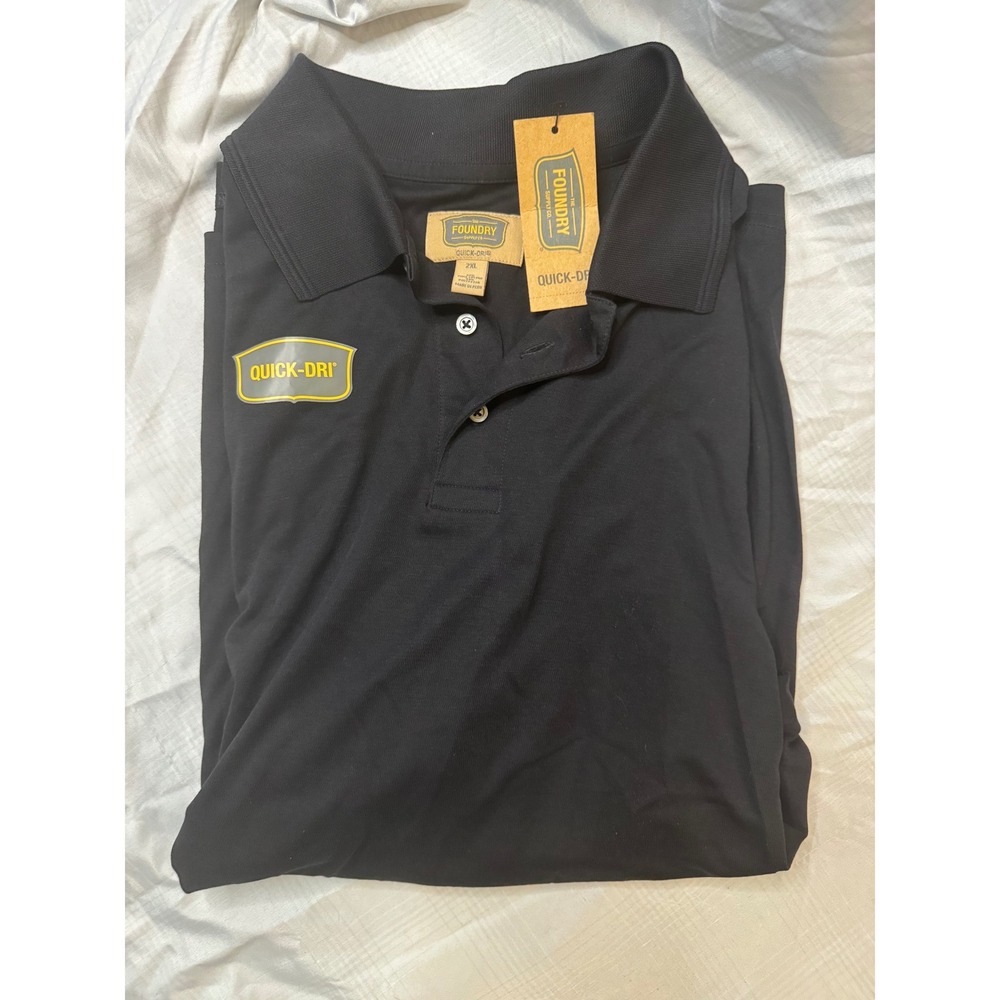 Foundry Supply Co Quick-Dri Polo Shirt Mens 2XL Black Performance Short Sleeve